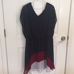 Tank dress with sheer overlay